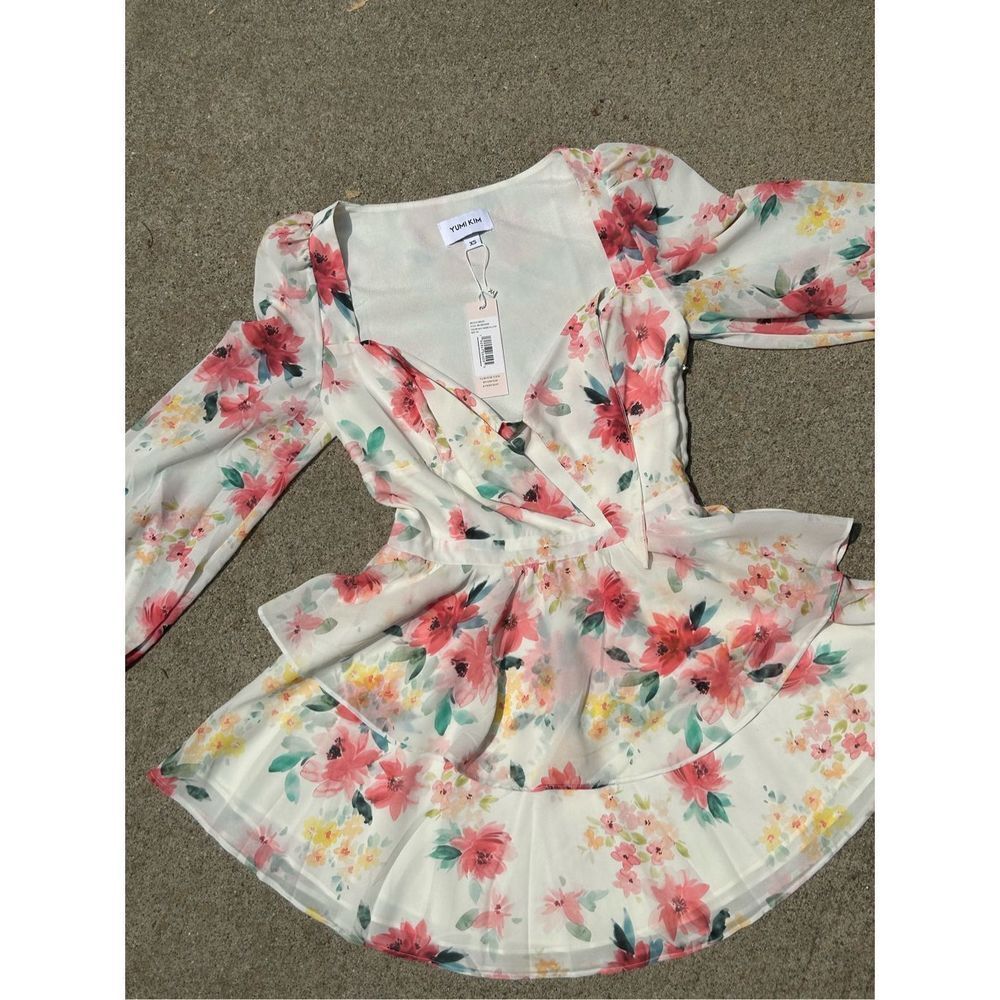 Yumi Kim NWT Becca Dress, Paradise Villa Ivory, Sz XS, floral, lightweight, v-ne
